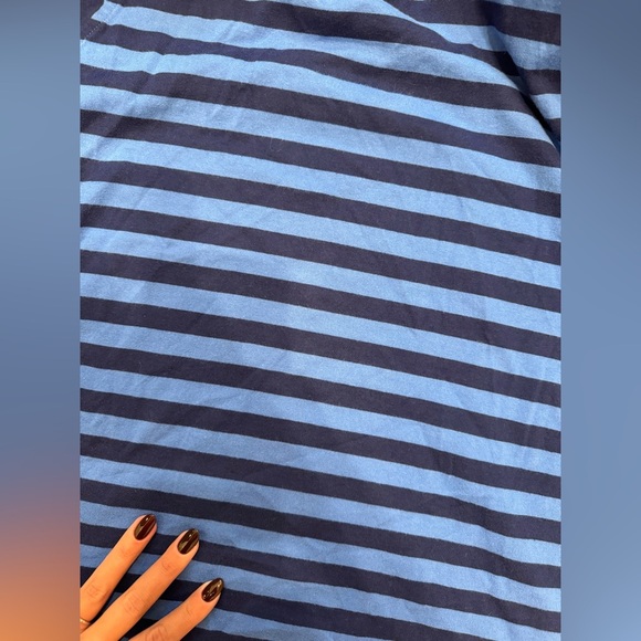 L1. Ann Mashburn Blue Striped Nautical Long Sleeve Tee Shirt Crew Neck - Picture 4 of 5